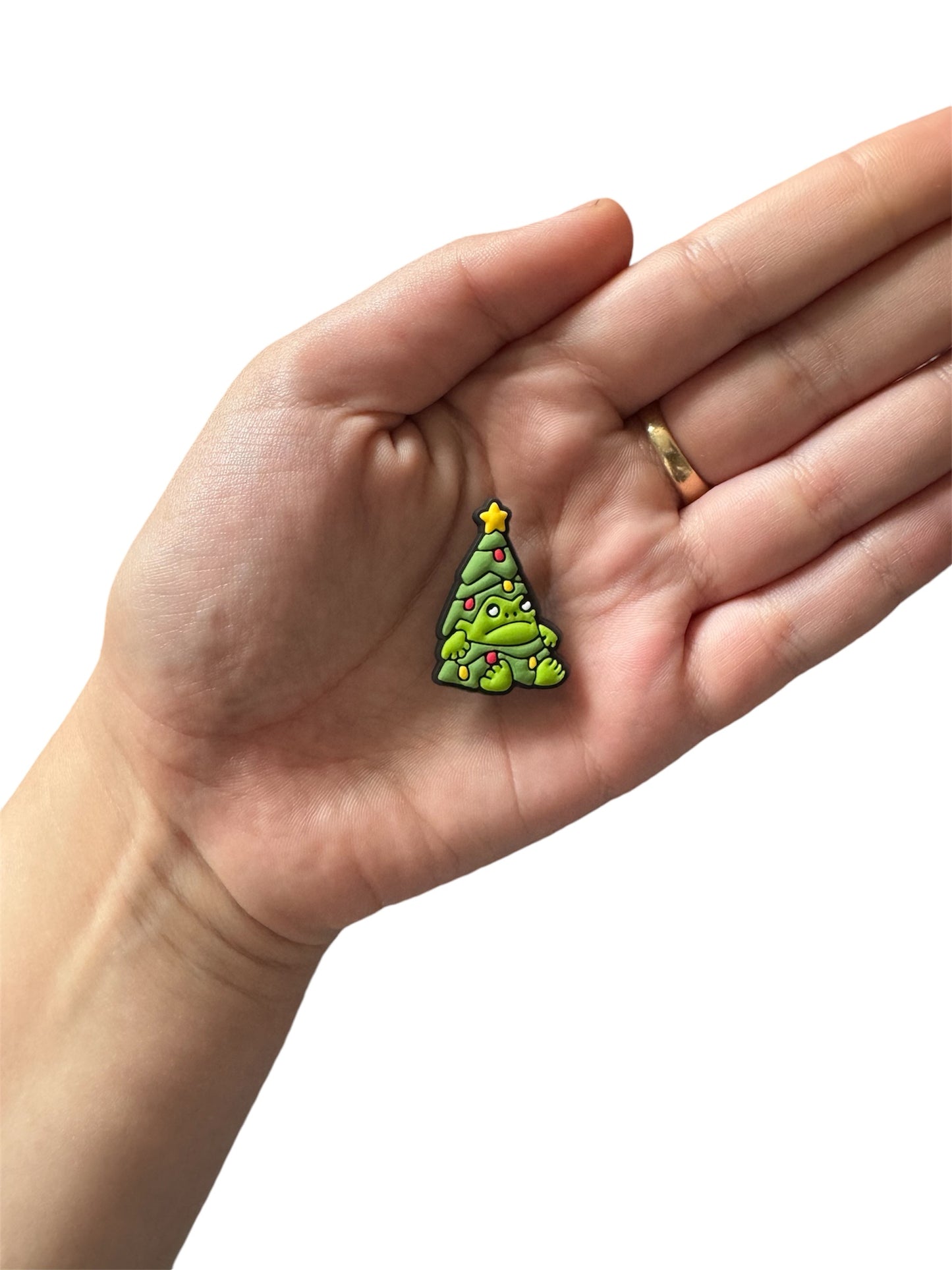 Jelly teddy Christmas tree frog shoe charm