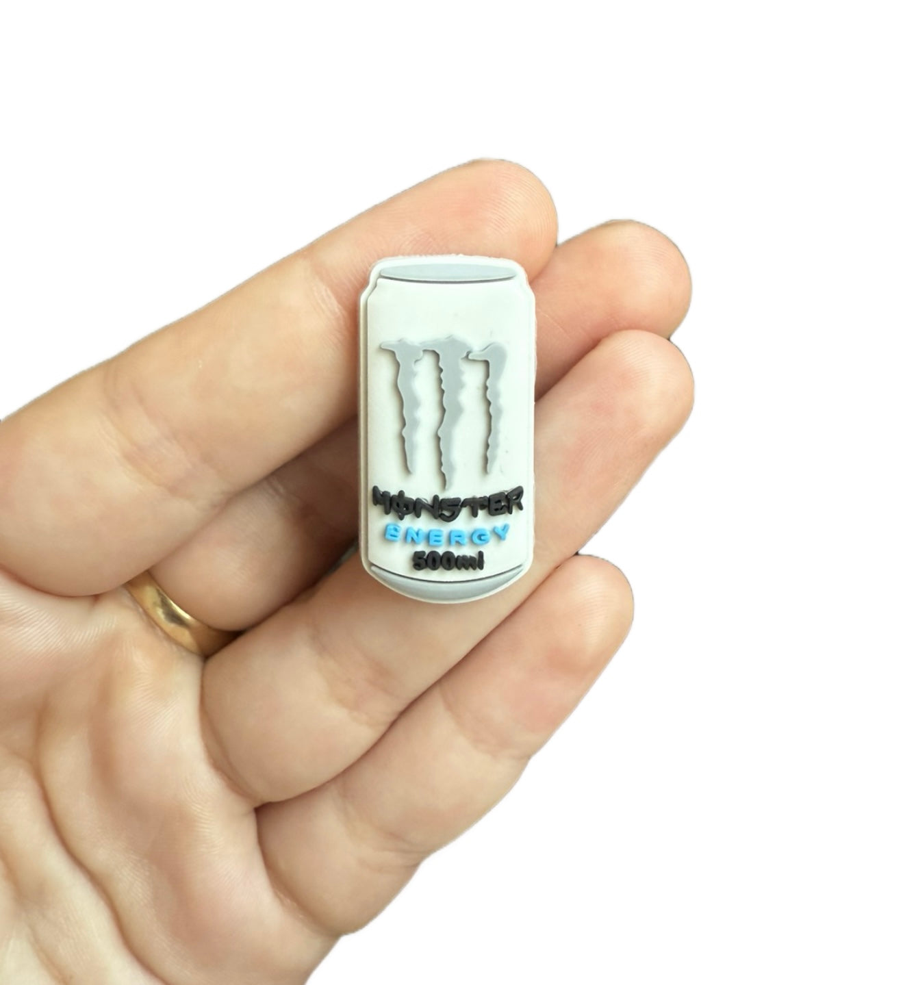 White monster energy shoe charm