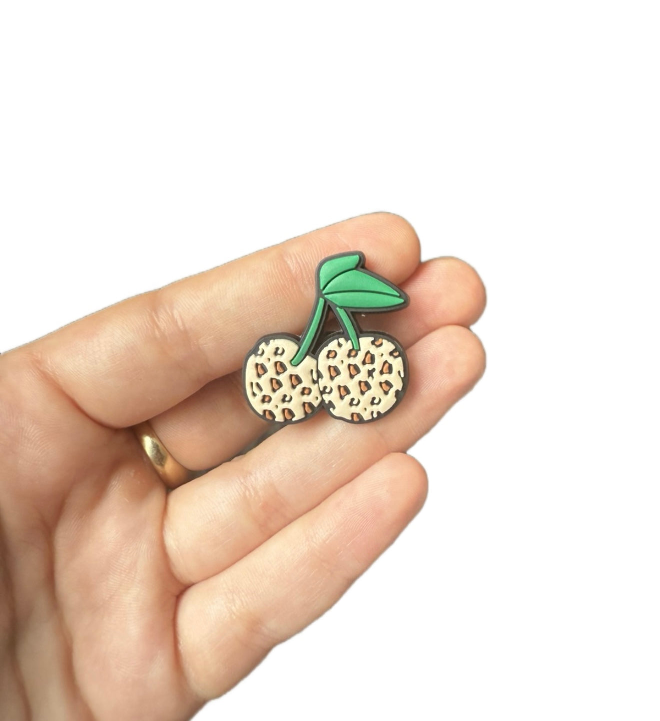 Leopard print cherries shoe charm