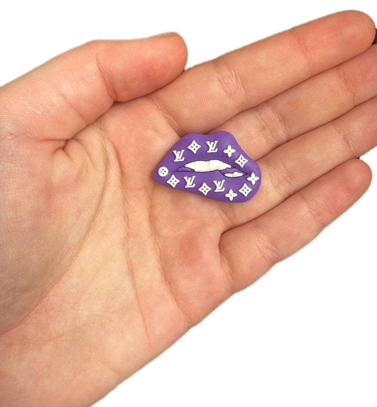 Unisex purple and white shoe charm style 5