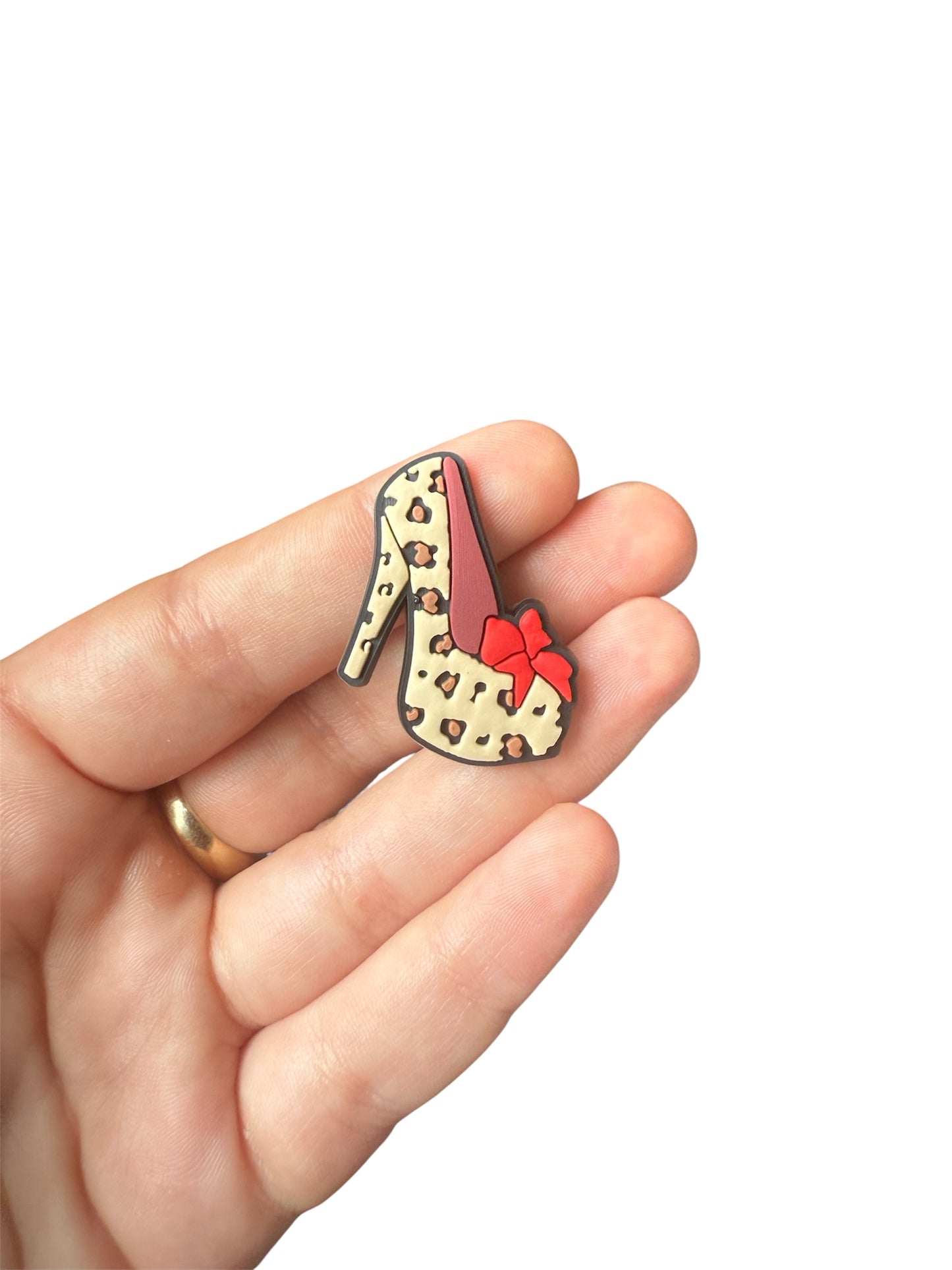 Leopard print high heel shoe charm