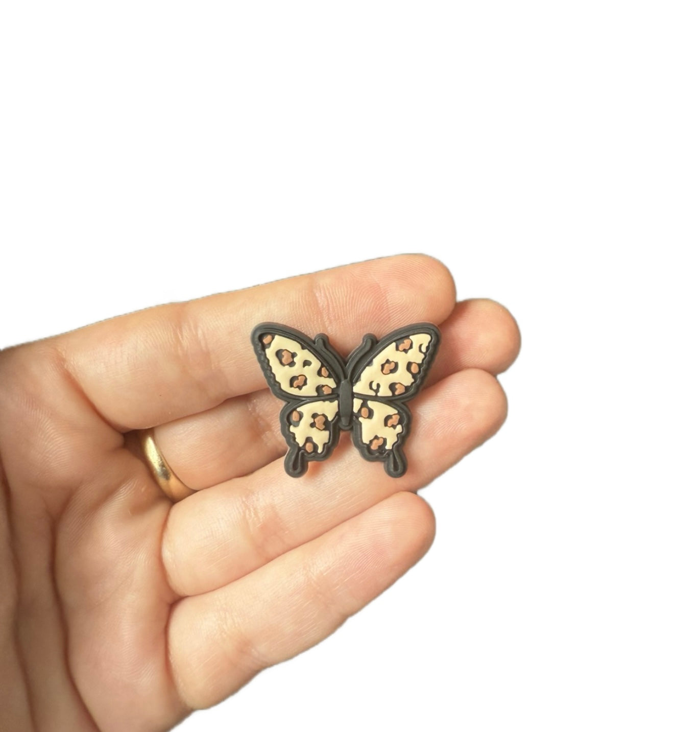 Leopard print butterfly shoe charm