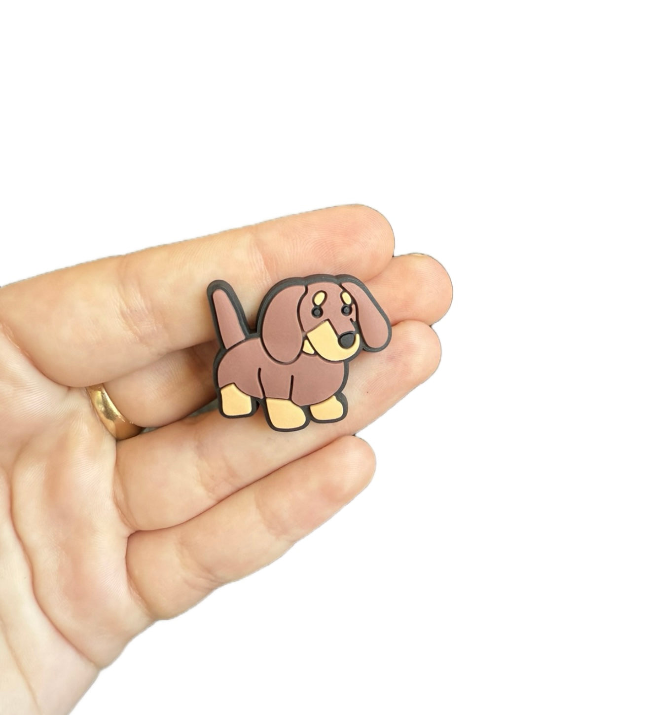 Jelly teddy brown sausage dog shoe charm