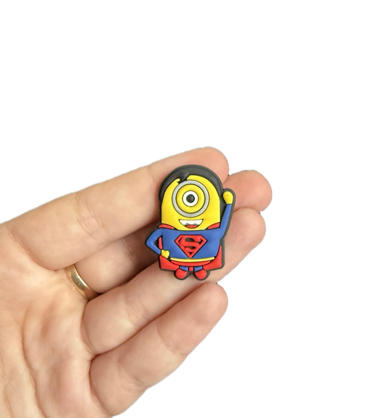 Superhero minion shoe charm