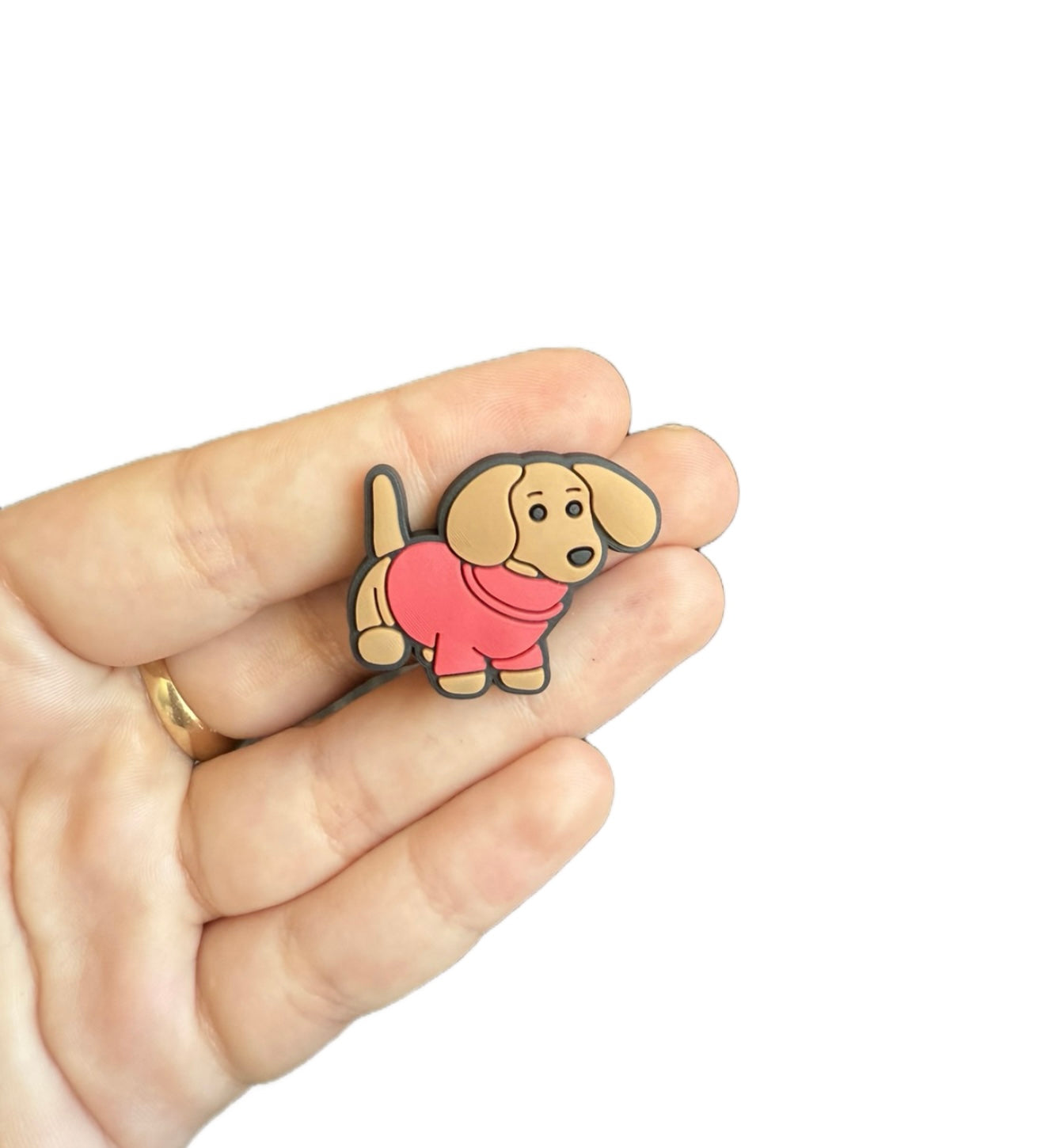 Jelly teddy cosy sausage dog shoe charm