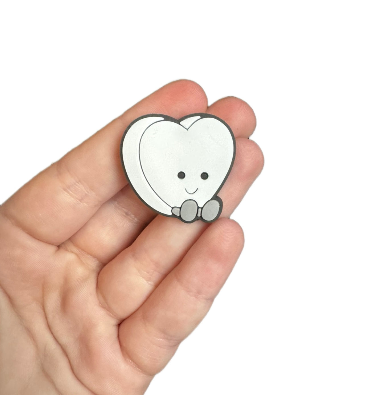 Jelly teddy white heart shoe charm
