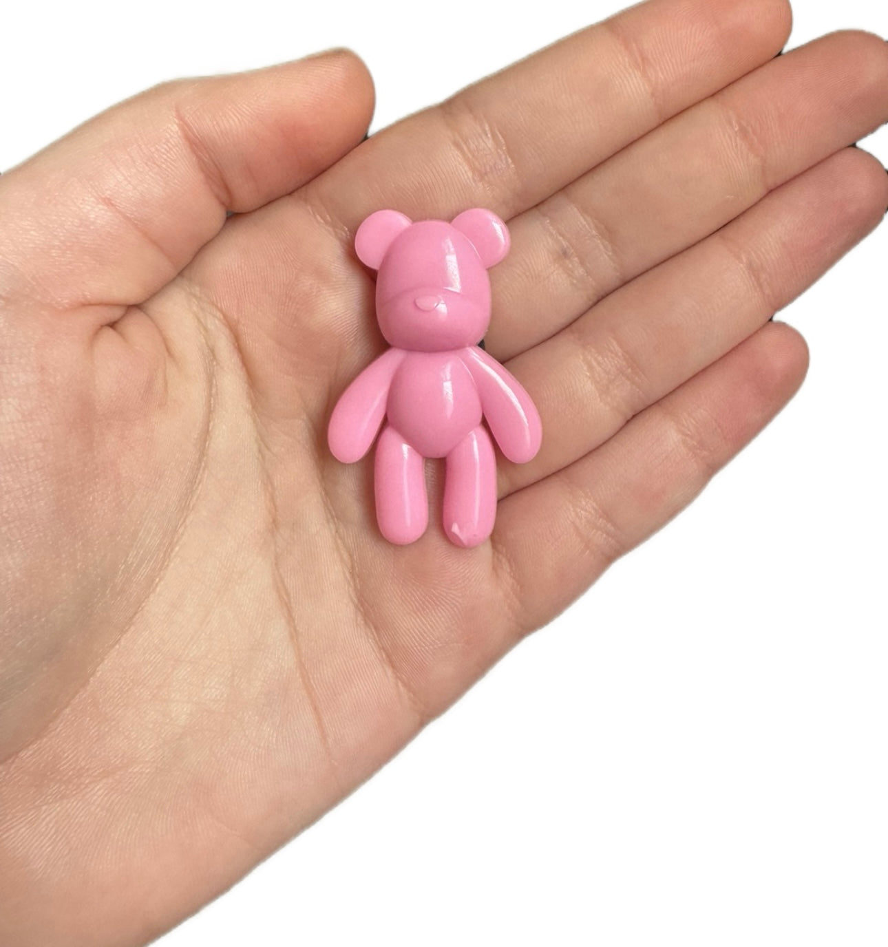 Unisex pink glossy bear shoe charm