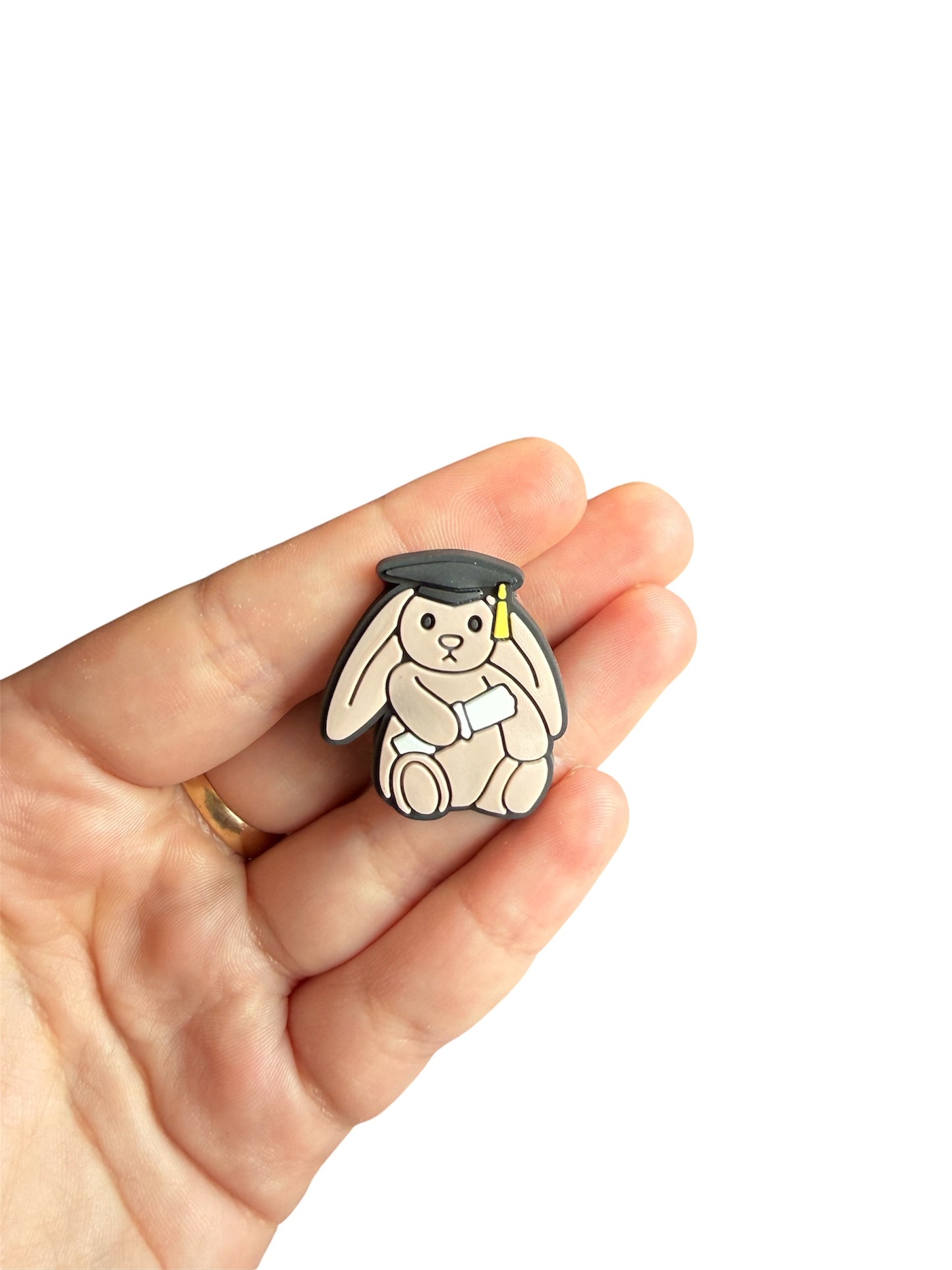 Jelly teddy graduation bunny shoe charm