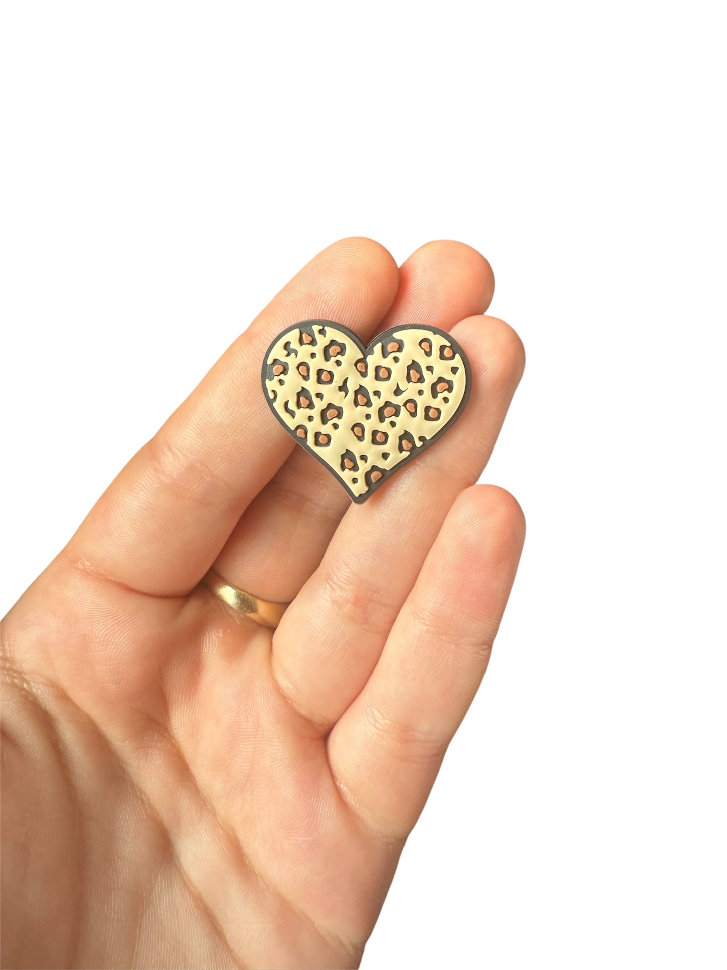 Leopard print love heart shoe charm