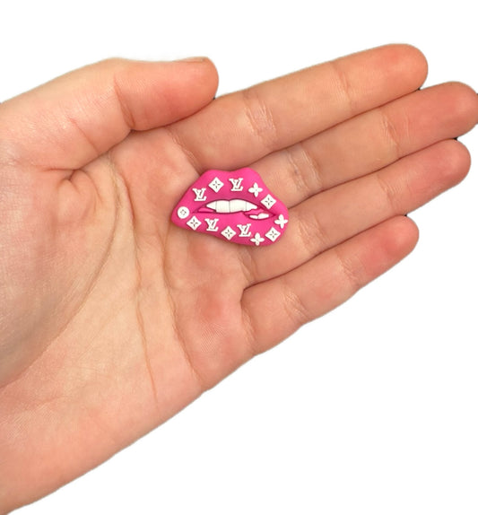 Unisex dark pink and white shoe charm style 2