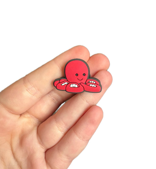 Jelly teddy red octopus shoe charm