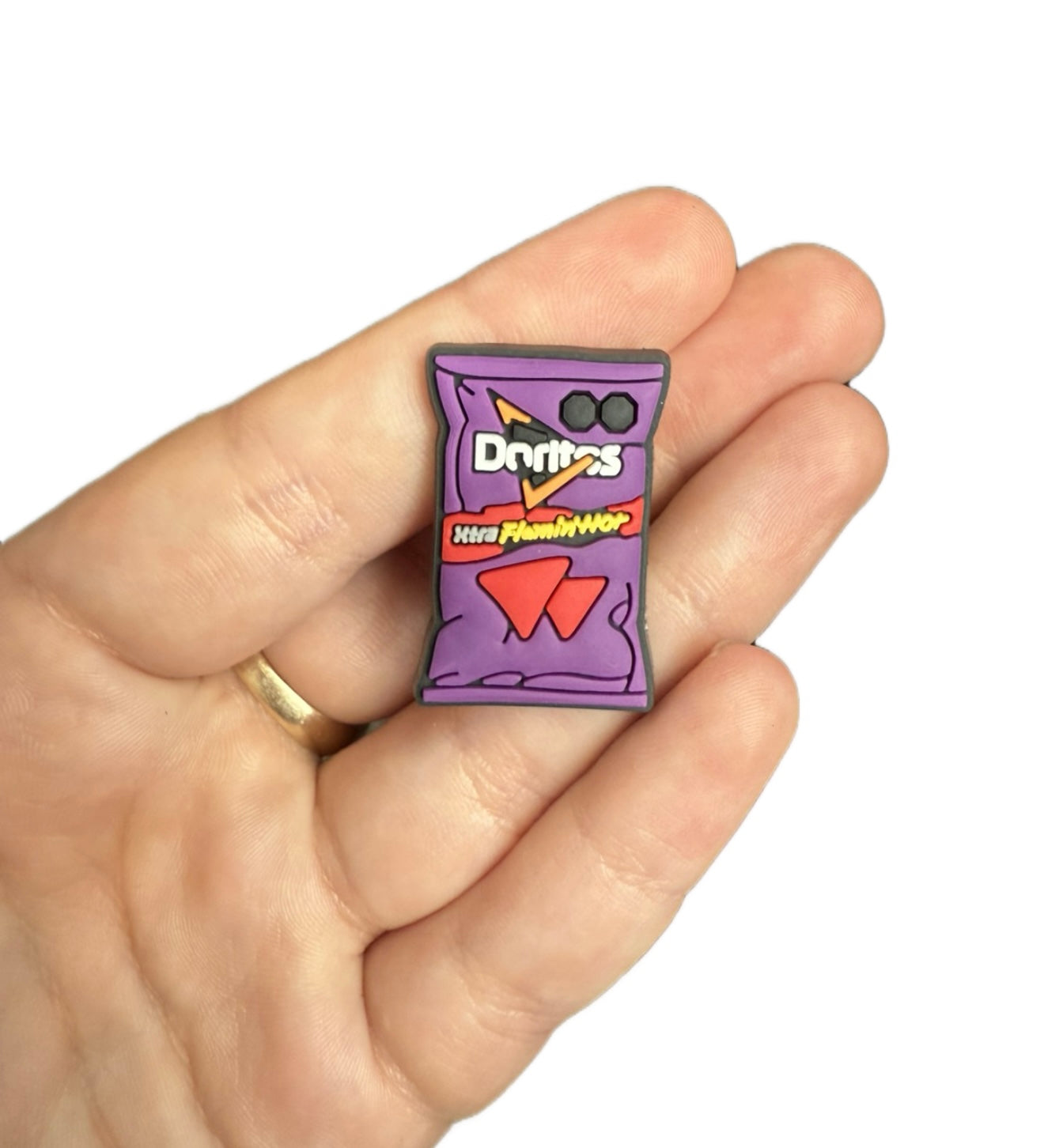 Flaming hot Doritos shoe charm
