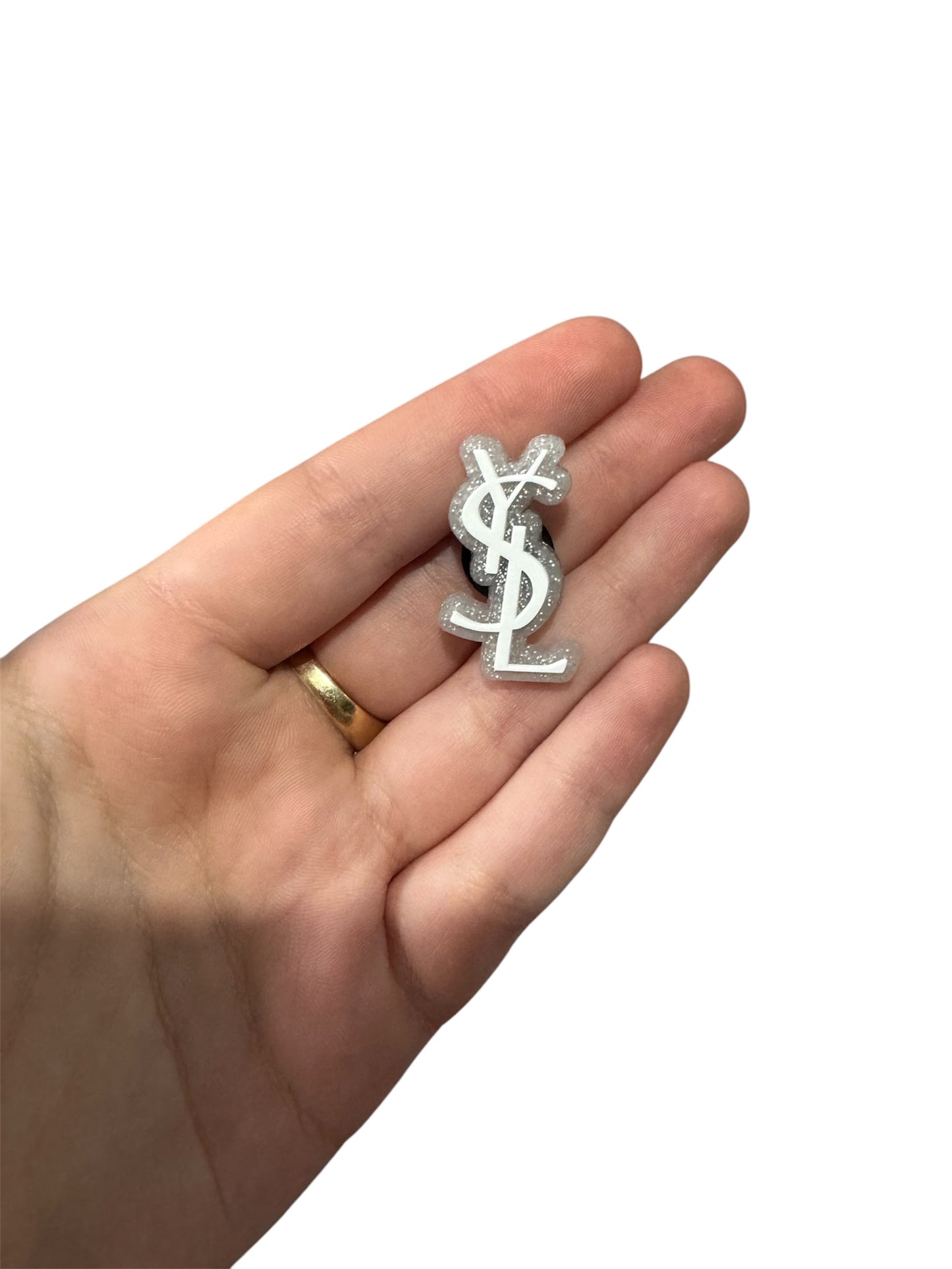 Girly silver glitter shoe charm style 6