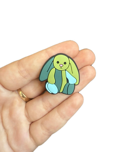 Jelly teddy green patchwork bunny shoe charm