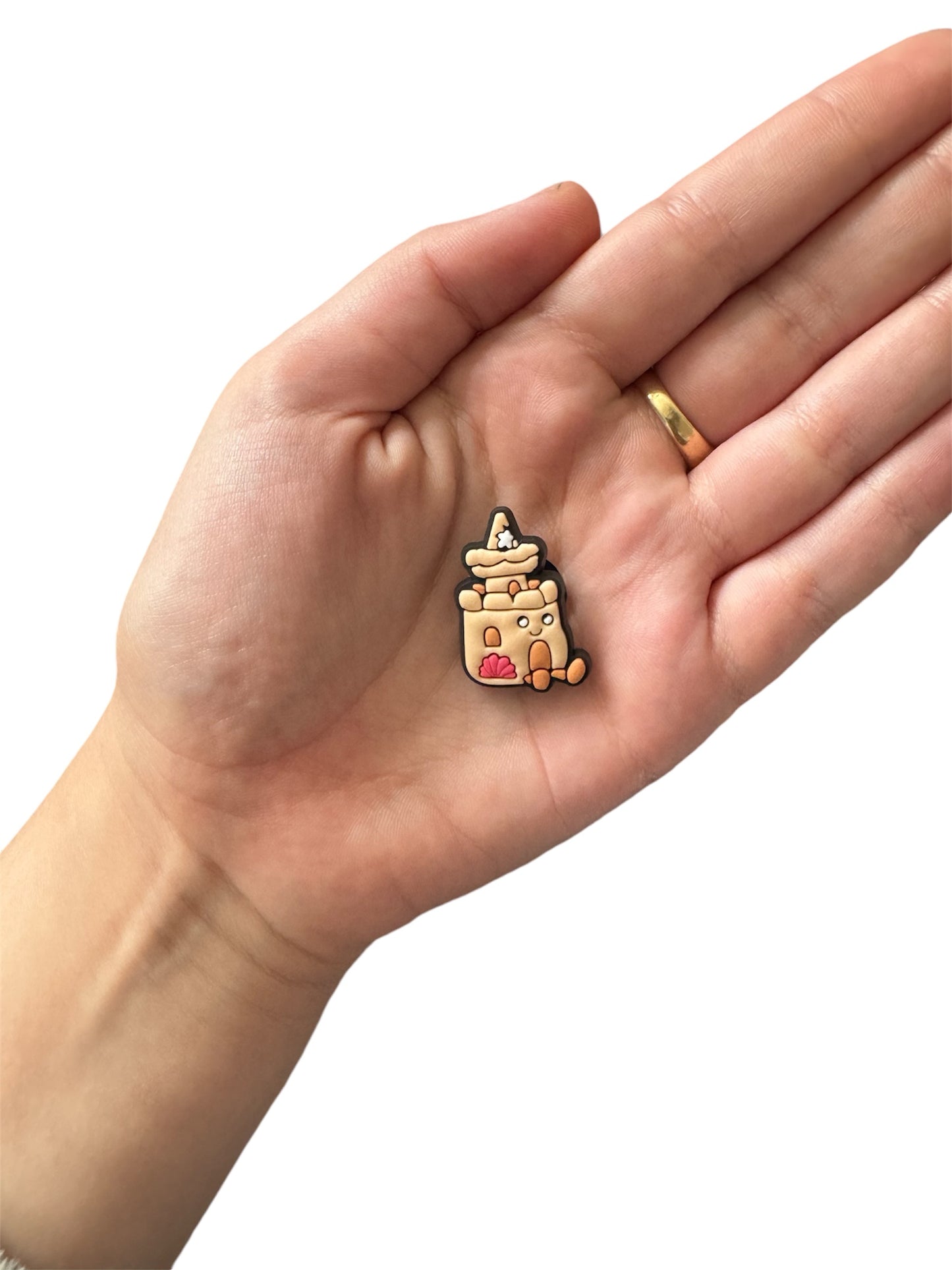 Jelly teddy sand castle shoe charm