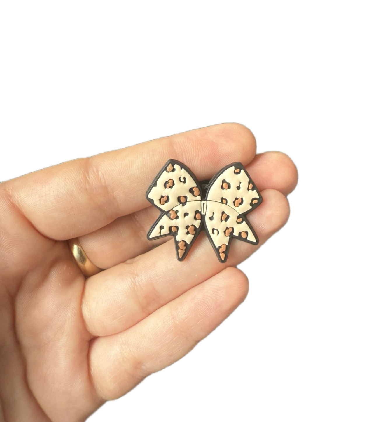 Leopard print bow shoe charm