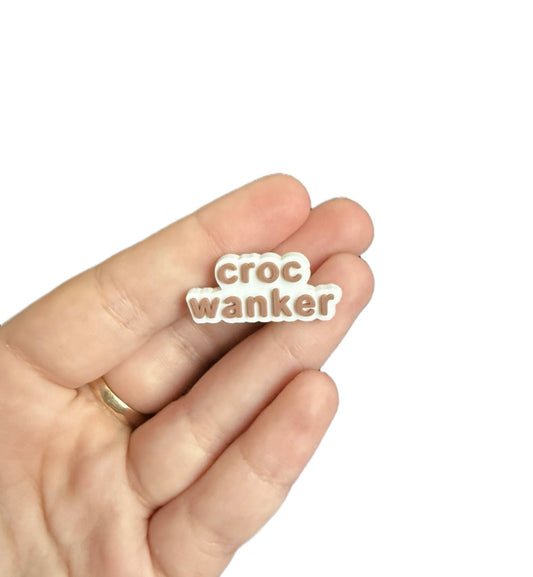 Brown and white croc w*nker shoe charm