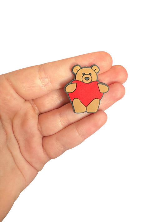 Jelly teddy heart bear shoe charm