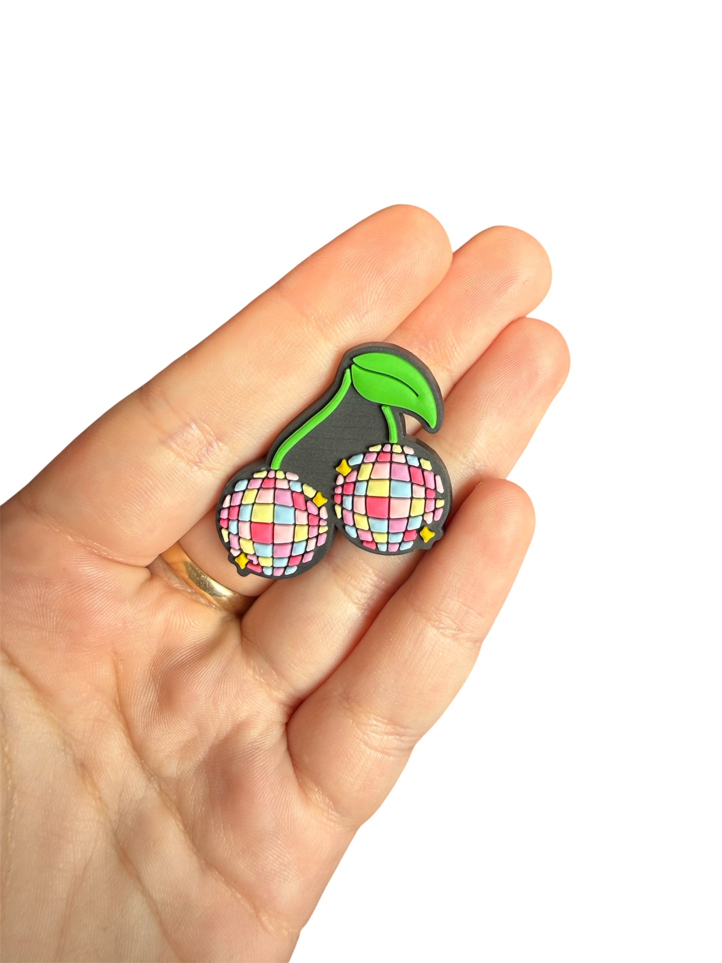Disco ball cherry shoe charm