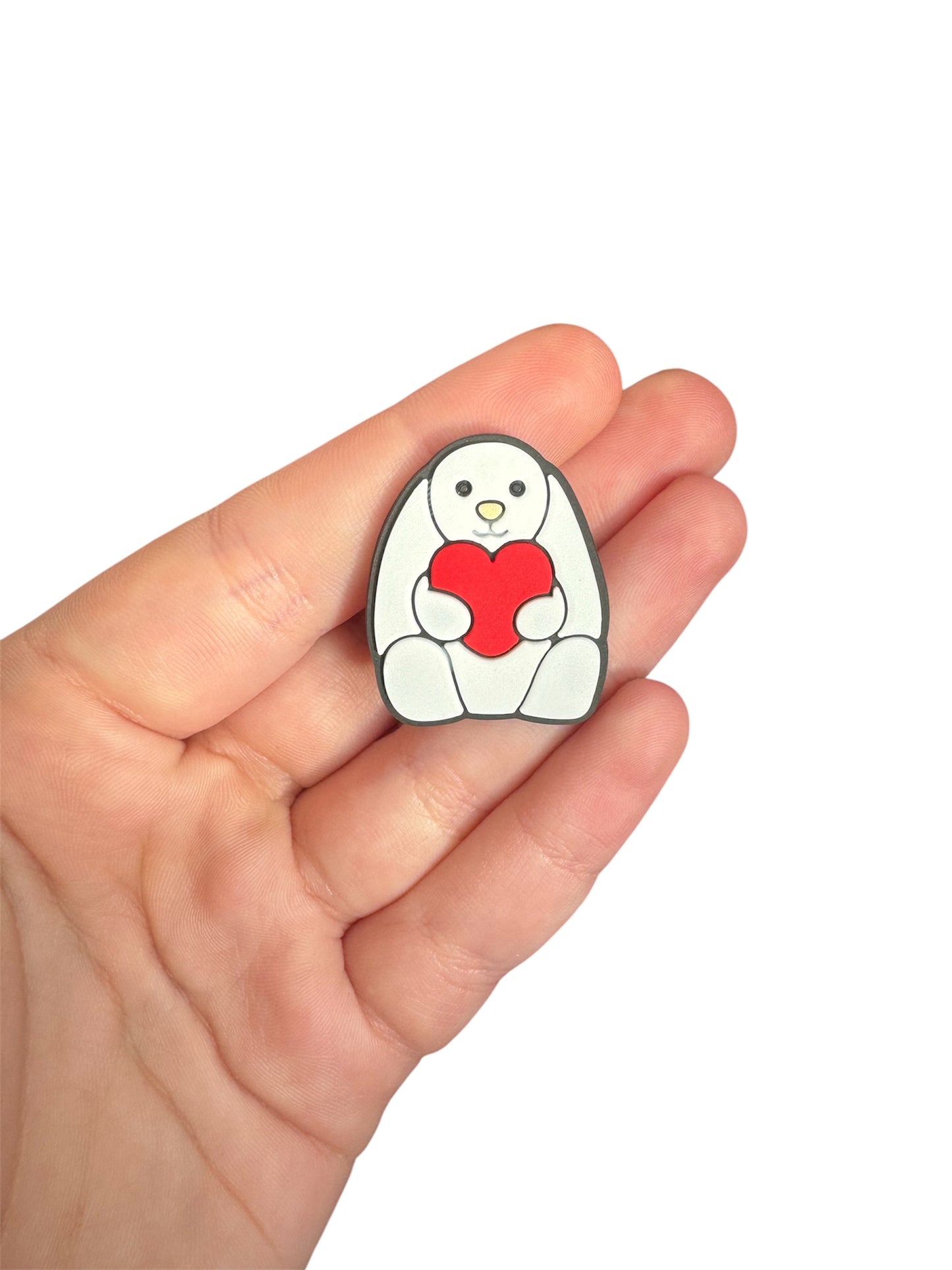 Jelly teddy heart bunny shoe charm
