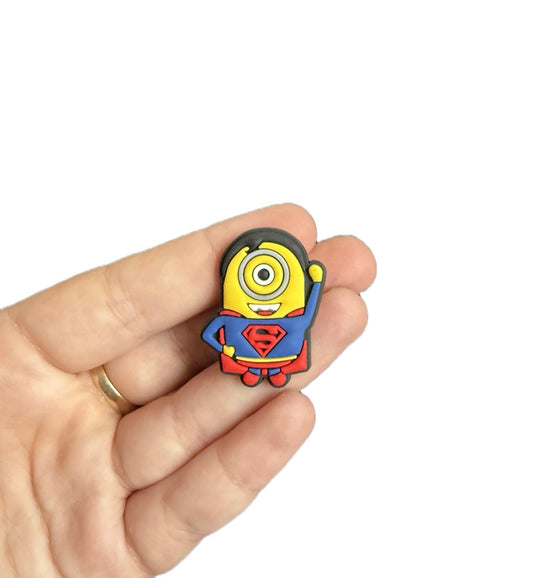 Superhero minion shoe charm