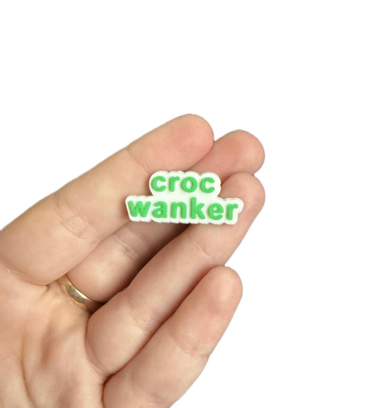 Green and white croc w*nker shoe charm