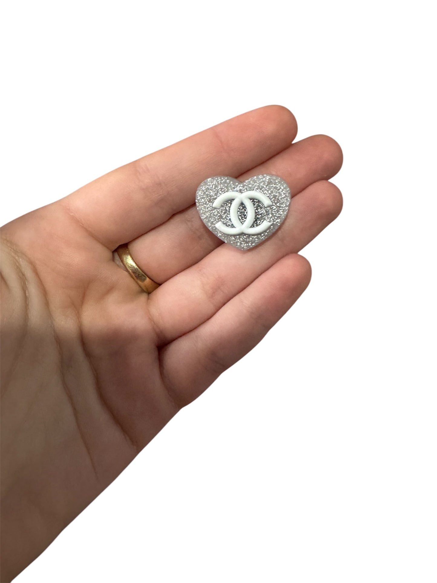 Girly silver glitter shoe charm style 3