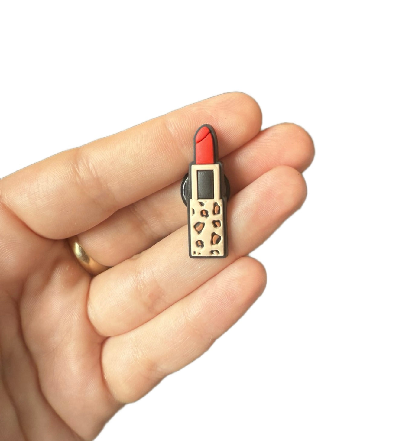 Leopard print lipstick shoe charm