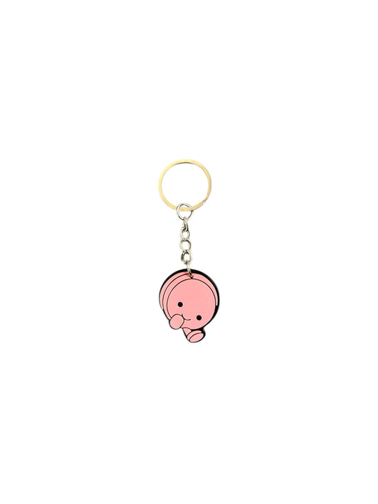 Jelly teddy pink macaron keyring