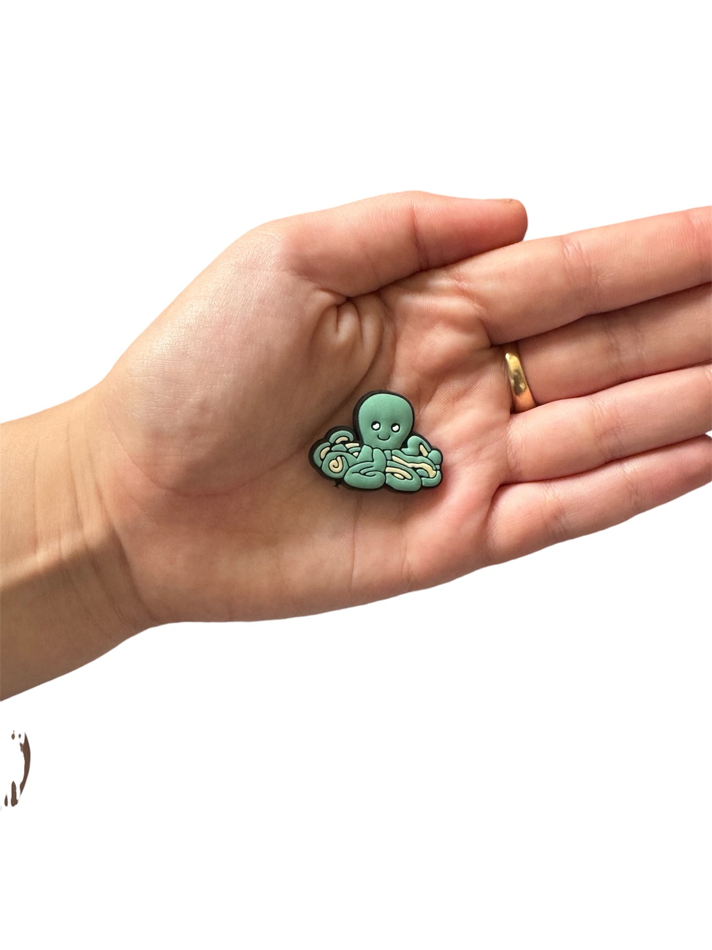 Jelly teddy green octopus shoe charm