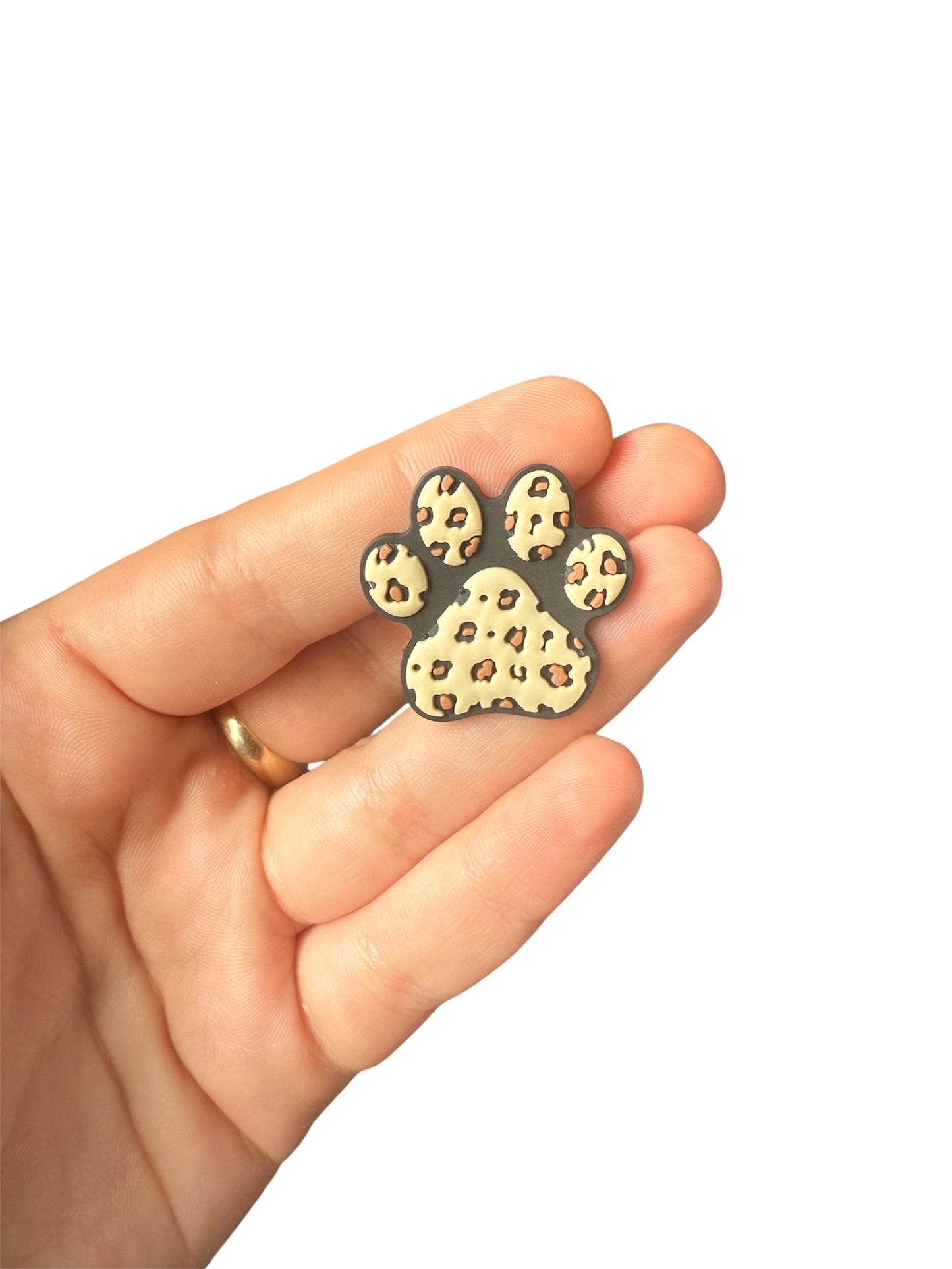 Leopard print paw print shoe charm