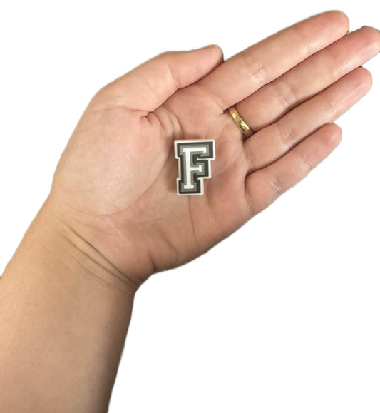 Letter F shoe charm