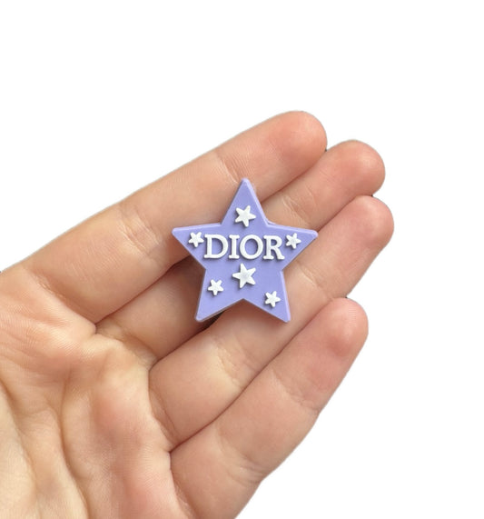Unisex purple and white star shoe charm