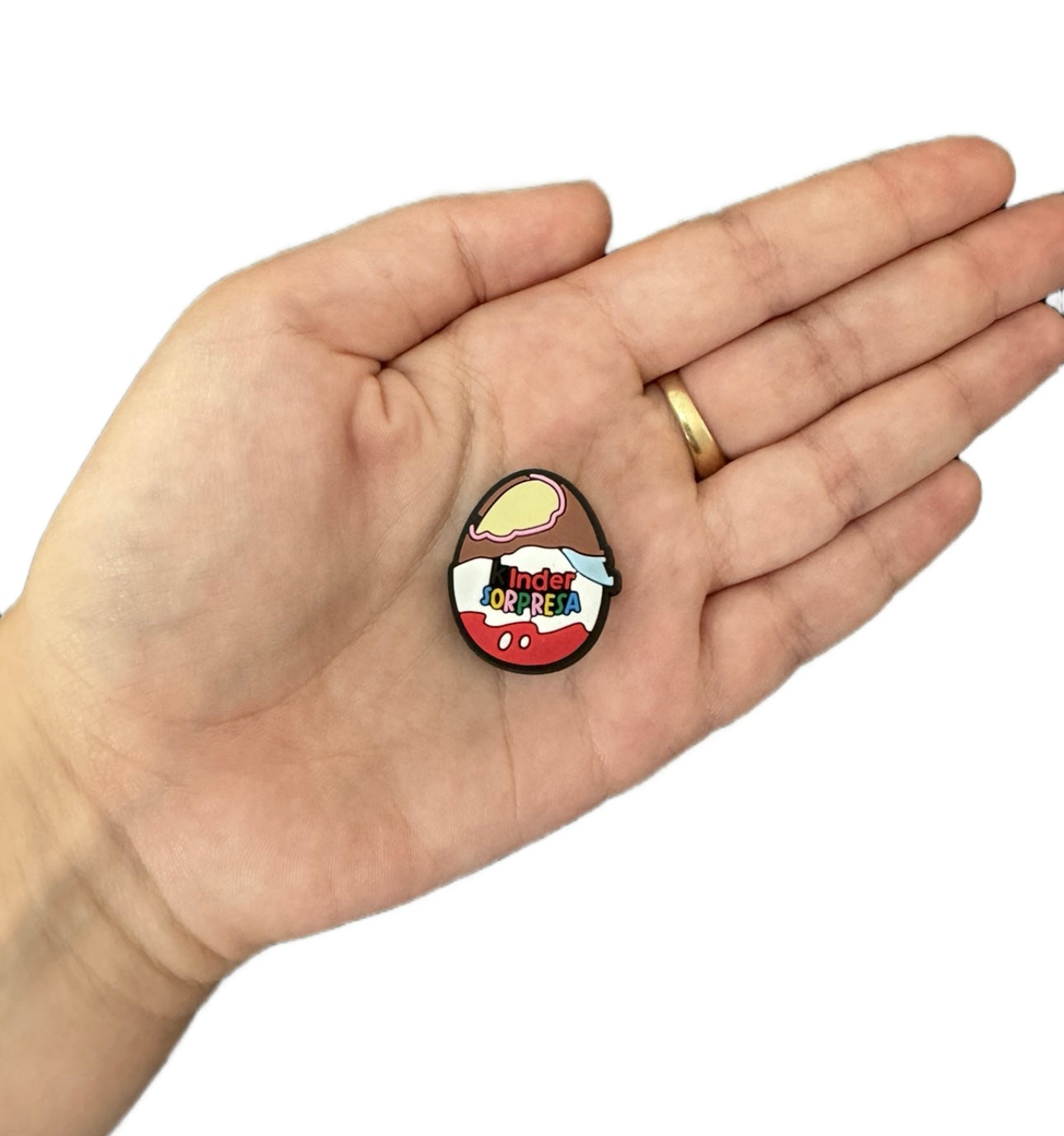 Kinder egg shoe charm