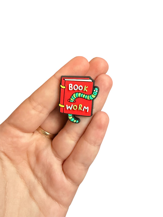 Book worm shoe charm
