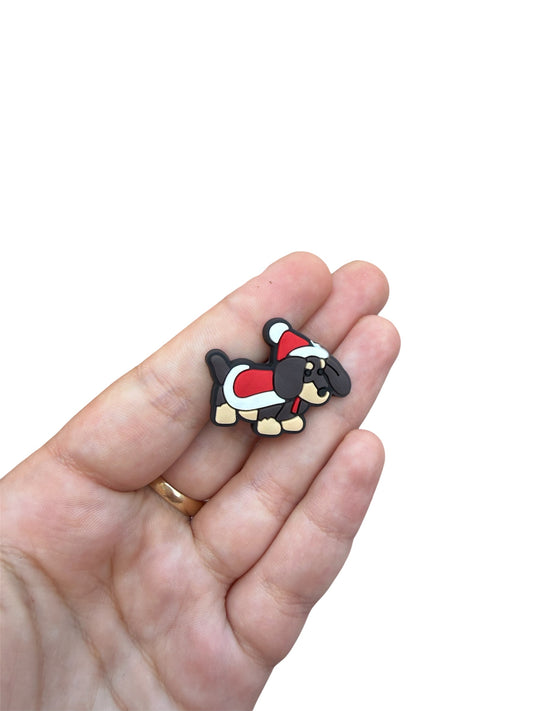 Jelly teddy festive sausage dog shoe charm