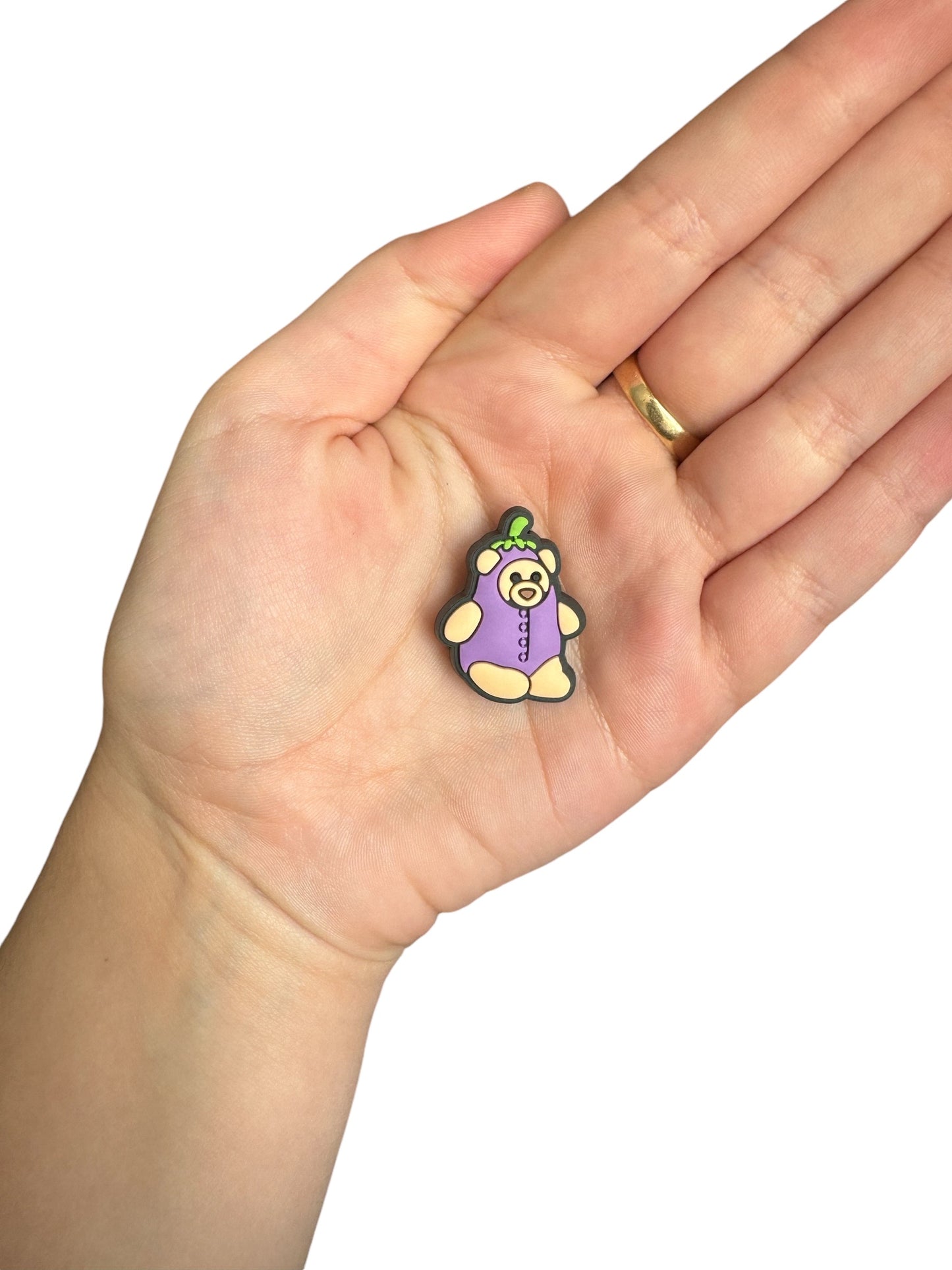 Jelly teddy aubergine bear shoe charm